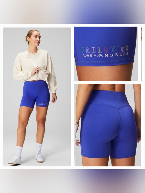 Fabletics Pants - Fabletics Anywhere Motion 365+ High-Waisted Biker Shorts Royal Blue Sz S
